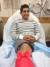 Nektarios with a Broken Foot and a Pink Bow